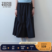 Teenie Weenie小熊女装2024年新款户外风伞裙中长裙白色裙子女