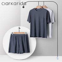 Clarkarida莫代尔棉男士睡衣睡裤夏季短裤短袖T恤男宽松可外穿家居服套装 中灰【6362款莫代尔棉】 XXL【140-160斤】