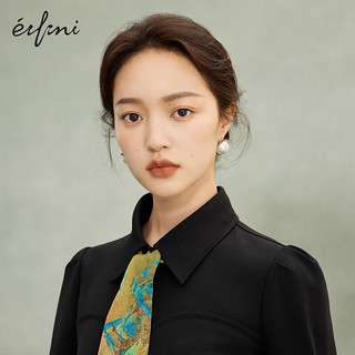 伊芙丽（eifini）伊芙丽醋酸高级感小黑裙连衣裙2024春装1E1290241G 黑色 155/80A/S