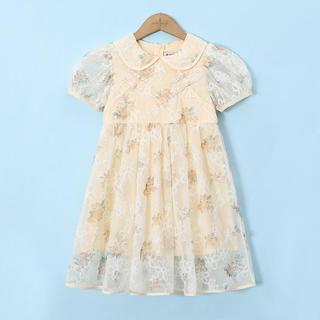 【重工蕾丝绣花连衣裙】女童夏季旗袍领盘扣国风新中式公主裙