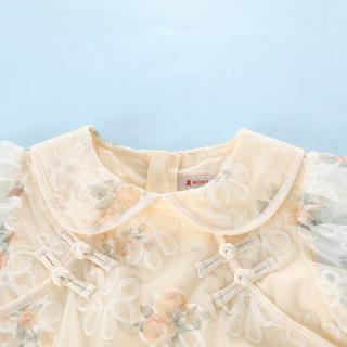 【重工蕾丝绣花连衣裙】女童夏季旗袍领盘扣国风新中式公主裙