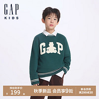 Gap【大小童同款】Gap男童2024秋季小熊毛衣儿童装上衣641748 绿色 110cm(4-5岁) 亚洲尺码