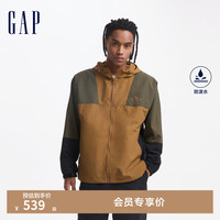 Gap男女装2024初秋新款防泼水撞色拼接连帽夹克户外风外套637694