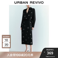UR2024秋季新款女装气质时髦立体钉珠开衩直筒半裙UWG540101 黑色
