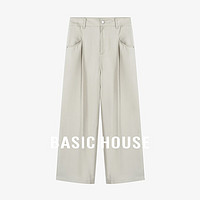 Basic House/百家好莱赛尔直筒休闲裤夏季宽松薄款垂感阔腿裤子女 卡其 S