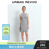 UR2024秋季新款女装潮流氛围感撞色修身无袖连衣裙UYU740001 浅灰花灰
