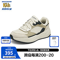 Skechers斯凯奇儿童鞋春秋男童复古慢跑鞋时尚休闲防滑运动鞋406147L 自然色/黑色/NTBK 39.5码