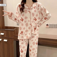 婧麒(JOYNCLEON)家居服春秋怀孕期大码睡衣套装女时尚家居休闲服 粉色兔头Jsy127373 XL码
