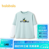 巴拉巴拉男童长袖T恤秋2024内搭【设计师SICO联名】 灰蓝A81322 130cm