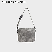 CHARLES&KEITH24秋CK2-20271407简约翻盖斜挎小方包腋下包女 CK2-20271407-1深灰色 S