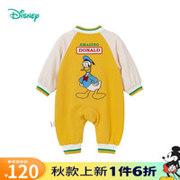 迪士尼宝宝（Disney Baby）迪士尼童装男童连体衣奇趣唐老鸭时尚连体衣纯棉 黄色