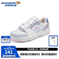 Skechers斯凯奇儿童春秋低帮休闲复古板鞋男童厚底轻便防滑运动鞋406157L 女童/白色/多彩色/WMLT 35码