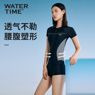 WaterTime A4腰泳衣女款连体平角保守2024夏季专业游泳馆