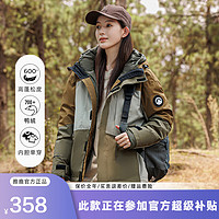 雅鹿【三合一】羽绒服女2024冬季防风雨户外登山服冲锋外套 08640棕灰绿-女款 190/3XL