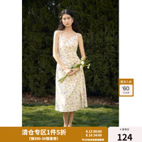独束大码女装水彩花卉吊带裙夏装浪漫碎花气质遮肉吊带连衣裙 模糊水彩 1