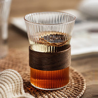NSYCA竖纹玻璃喝水杯子创意隔热耐热咖啡杯茶杯家用果汁杯啤酒杯 风琴杯+隔热圈