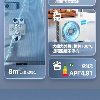美的（Midea）空调柜机 机煌 新一级能效变频冷暖 一键巨瀑风防直吹 负离子除菌 第四代智清洁 家用柜机空调 3匹 一级能效 72LW/JH1-1白