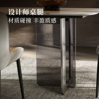 顾家家居 KUKA  意式轻奢原画大理石餐桌家用饭桌餐桌椅组合PT7157T方桌 【熊猫白】1.8M方桌