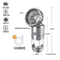 利鹰眼户外太阳能电风扇灯手提拉伸锂电露营灯 基础款|太阳能|USB快充【银色】