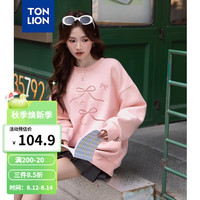 唐狮 TONLION2024早秋圆领卫衣女蝴蝶结长袖卫衣TB 雾霾粉 S
