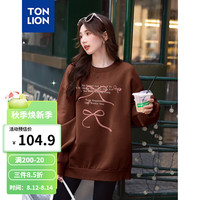 唐狮 TONLION2024早秋圆领卫衣女蝴蝶结长袖卫衣TB 棕色 S