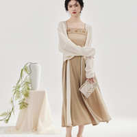 织造司原创汉元素汉服吊带连衣裙两件套外搭开衫女夏长裙