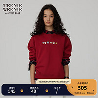 Teenie Weenie小熊秋季趣味圆领套头卫衣红色时髦短款上衣女士 红色 175/XL