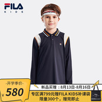 FILA斐乐童装儿童上衣2024秋季男中大童运动网球长袖POLO衫 RD宝蓝-NV 170cm