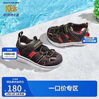 Skechers斯凯奇男童休闲时尚软底包头魔术贴沙滩凉鞋400041N BKCC黑色/炭灰色 22