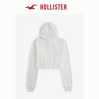 HOLLISTER24夏辣妹短款宽松毛圈布拉链帽衫卫衣女 KI352-4172 浅灰色 L (165/100A)