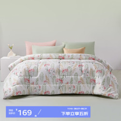 富安娜 馨而乐抑菌七孔纤维被子春秋被芯冬厚被双人床品 花香颂 1.5m床适用(203*229cm)
