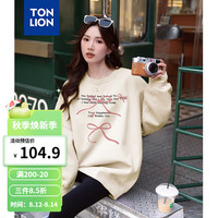 唐狮 TONLION2024早秋圆领卫衣女蝴蝶结长袖卫衣TB 米白 M