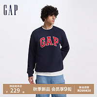 Gap男女装2024初秋字母logo印花圆领卫衣宽松经典上衣609222 海军蓝 175/96A(L) 亚洲尺码