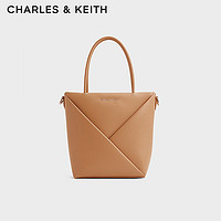 CHARLES&KEITH24秋季CK2-30782438简约拉链几何手提托特包女 Toffee中褐色 S