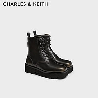 CHARLES&KEITH24秋季CK1-91720017厚底圆头马丁靴侧拉链短靴 Bronze古铜色 35