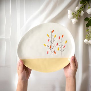 亿嘉（IJARL）陶瓷西餐盘10英寸牛排盘子餐具意面盘家用创意菜盘沙拉盘 小树林牛排盘 1个 10英寸