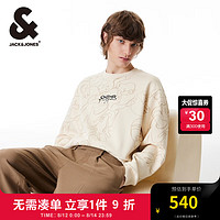 杰克·琼斯（JACK&JONES）秋简约时尚舒适宽松螺纹圆领字母刺绣休闲百搭卫衣男装224333086 A03 白帽灰 180/100A/L