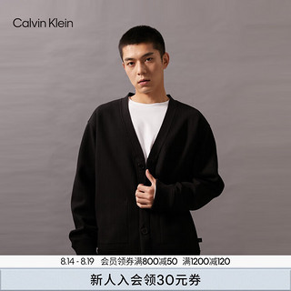 Calvin Klein Jeans24秋季男士ck两面穿通勤纽扣V领针织开衫卫衣J326983 BEH-太空黑 XL