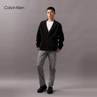 Calvin Klein Jeans24秋季男士ck两面穿通勤纽扣V领针织开衫卫衣J326983 BEH-太空黑 XL