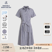 布克兄弟（BrooksBrothers）24夏季纯棉复古格纹收腰衬衫连衣裙 B465-藏青色 2