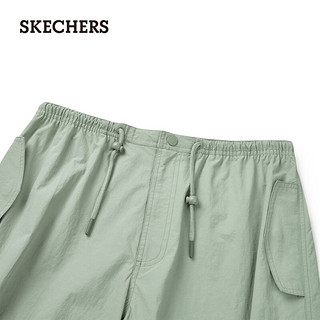 斯凯奇（Skechers）2024女子梭织长裤时尚舒适透气L224W114 海草灰绿/02MK XXL