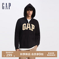 Gap男女装2024初秋撞色字母logo连帽卫衣宽松休闲上衣609115 黑色 170/92A(M) 亚洲尺码