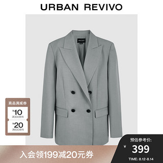 URBAN REVIVO UR2024秋季女装知识分子通勤气质宽松西装外套UWM140002 花灰 L