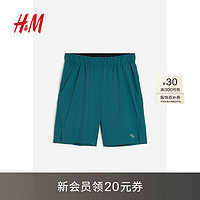 H&M【 MOVE DryMove™】男士运动裤24夏季跑步短裤1164485 蓝绿色 165/72