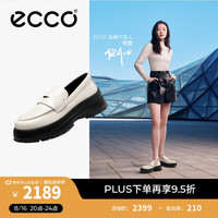 爱步(ECCO)乐福鞋女 2024夏季女士单鞋英伦厚底增高鞋 踪迹30 220723 石灰色22072301378 35