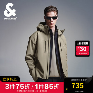 杰克·琼斯（JACK&JONES）男装秋季冲锋衣男士时尚潮酷户外休闲宽松百搭防水连帽夹克外套男 E12 漂流木 E12 漂流木 165/88A/XS