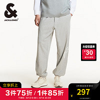 杰克·琼斯（JACK&JONES）男装秋季纯棉舒适运动裤时尚侧边发泡印花装饰束脚裤卫裤休闲男裤 G41 浅花灰色 180/88A/LR