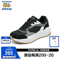 Skechers斯凯奇儿童鞋春秋男童复古慢跑鞋时尚休闲防滑运动鞋406147L 黑色/白色/灰色/BKWG 35码