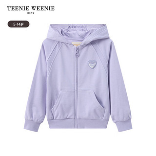 Teenie Weenie Kids小熊童装24秋季新女童时尚插肩袖连帽针织外套 浅紫色 130cm