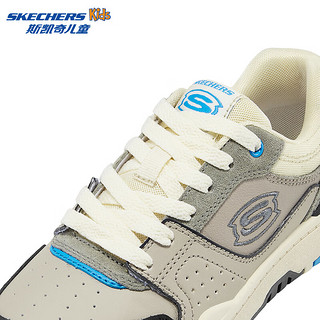 Skechers斯凯奇儿童春秋低帮休闲复古板鞋男童厚底轻便防滑运动鞋406157L 男童/灰色/蓝色/GYBL 37码